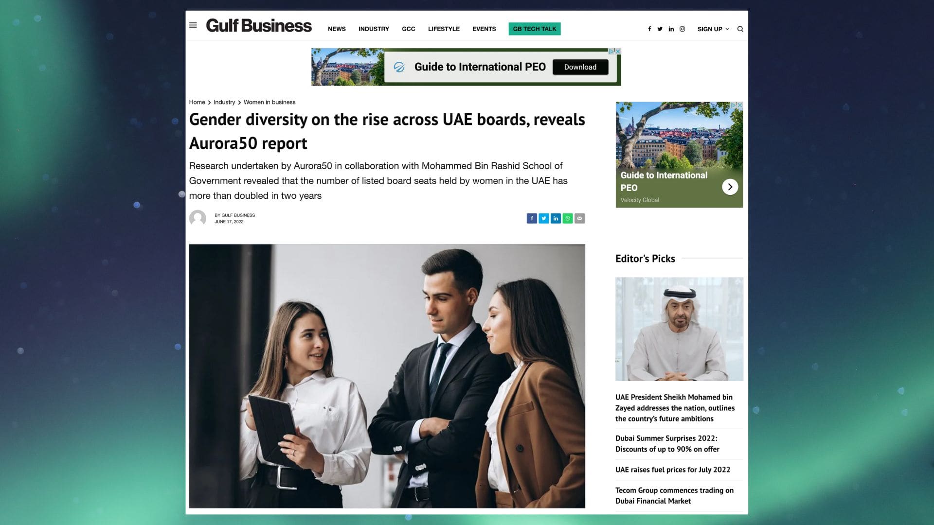 Aurora50 in the media - Gulf Business
