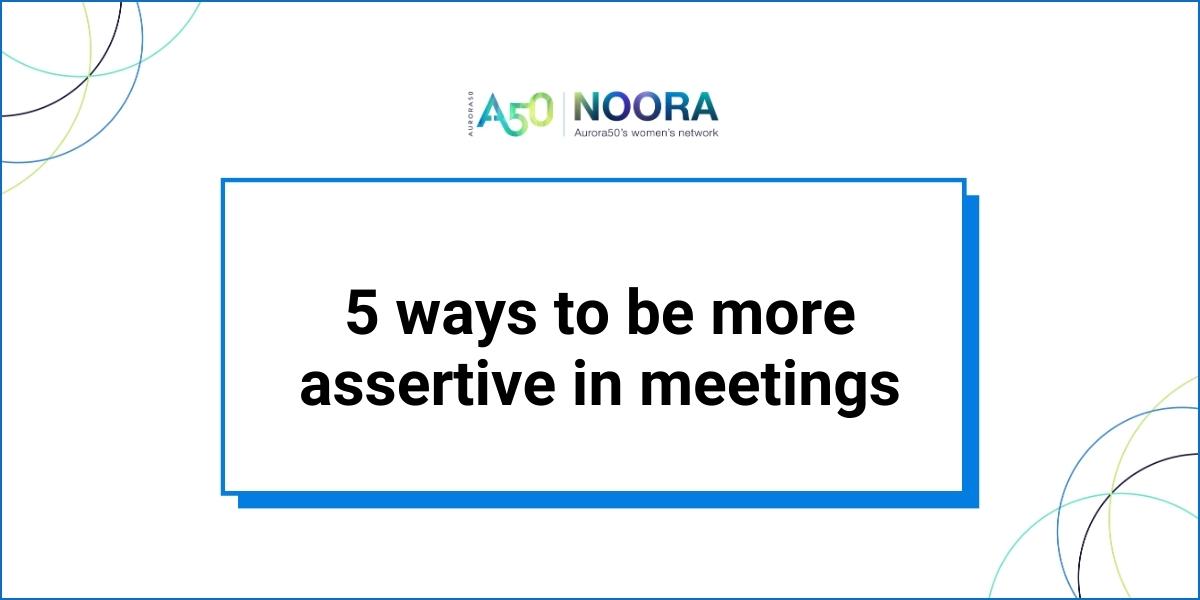 graphic - 5 ways to be more assertive in meetings|Being assertive in meetings involves speaking up for others too. Here's what you can do during the meeting (graphic): During the meeting • Invite contributions from everyone. • Be encouraging. Pick up on and develop other people's ideas (but don't take the credit!). • Lead by example and set the tone for non-judgemental, inclusive and respectful behaviour.|Being assertive in meetings involves speaking up for others too. Here's what you can do pre-meeting (graphic): • Only invite people who need to be there. Large groups make some people feel far less comfortable, so they become less likely to contribute. • Distribute an agenda, to help people prepare. This will allow them to be more thoughtful with their responses. • Try an icebreaker if people don't know each other - get people to introduce themselves and warm up, and ease any tensions with a bit of fun.|Being assertive in meetings (graphic) - 3 things to say if you're interrupted (graphic): • Be direct: “Please let me finish my point.” • Introduce humour: “Hold on. I haven't got to the best bit yet.” • Push back with positivity: “It's great that you're so passionate about this, but I just need to finish my thoughts.”|Being asertive in meetings - executives have an average 17 meetings a week - 17 opportunities to be assertive|Being assertive in meetings (graphic) - Women are interrupted 50% of time in meetings|Being assertive in meetings (graphic) - how to start your meeting contribution. I'm sorry but (don't say this!)/ I'd like to say/ Can I just add
