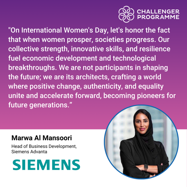 On International Women’s Day, let’s honour the fact that, when women prosper, societies progress. Our collective strength, innovative skills and resilience fuel economic development and technological breakthroughs. We are not participants in shaping the future: we are its architects, crafting a world where positive change, authenticity and equality unite and accelerate forward, becoming pioneers for future generations. Maria Al Mansoori, Head of Business Development, Siemens Advanta